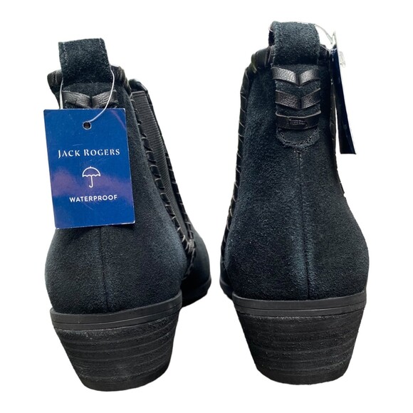 Jack Rogers Black Suede Poppy Ankle Boot Booties Low Heel Women's Shoe Size 8M - Picture 9 of 11